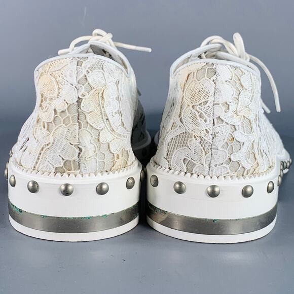 GIVENCHY Size 10 White Leather Lace Studded Derby Shoes - Picture 3 of 14